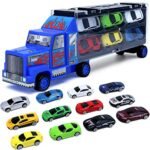 Cars Toddler Toys for Boys 3 4 5 6 7 Year Old Gifts,Kids Car Toys Carrier Truck Toy Set,Die-Cast Vehicles Includes 12 Mini Toy Cars for Age 3-7 Boy
