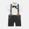White & Black Striped Gentleman Romper