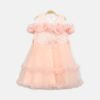 Floral Accent Tulle Frock - Peach