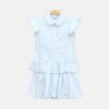 Girl's Sky Blue & White Striped Button-Down Peplum Set