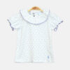 Girls White Blue-Printed Tee