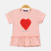 Girls Pink 3D Floral Heart Top