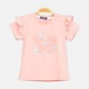 Girls Peach Butterfly Flutter-Sleeve Tee