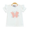 Girls White Butterfly Flutter-Sleeve Tee