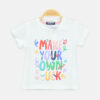 Girls White Puff-Print Graphic Tee