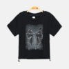 Girls Black Mimifactory Studded Bow Tee