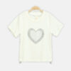 Girls Cream Rhinestone Burst Heart Tee