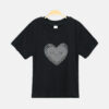 Girls Black Rhinestone Burst Heart Tee