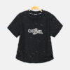Girls Black Rhinestone Logo Tee