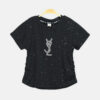 Girls Black Midnight Star Studded Logo Tee