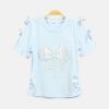 Sky Blue Sequin Bow Top