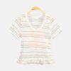 Pink Multi-Stripe Ruffle Tee