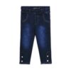 DARK BLUE FLOWER BUTTON JEANS