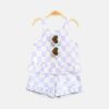 2-Piece Purple Checkered Heart Set