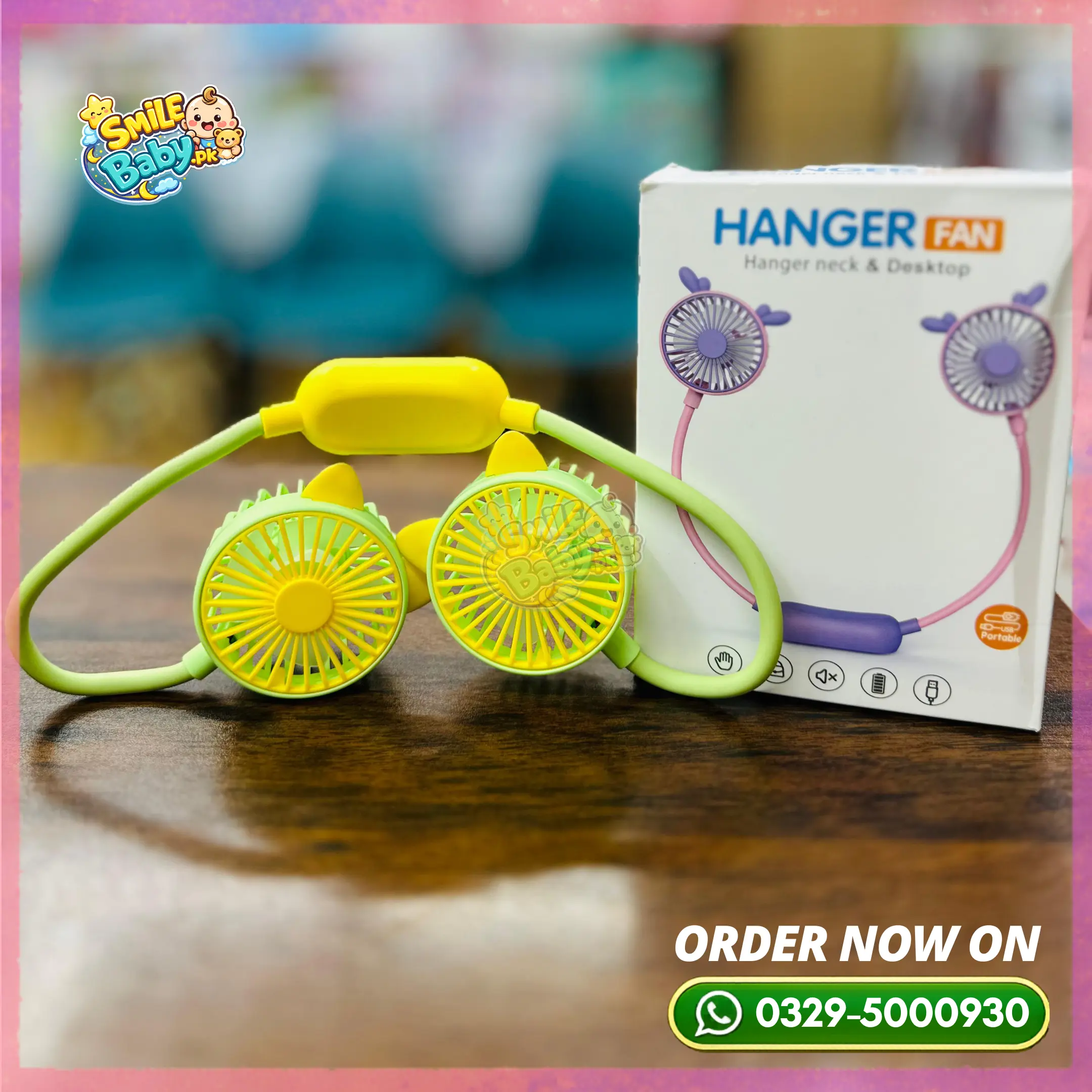 Fashion Hand Held and Hanging Mini Fan kids safe rechargeable fan lifestyle image