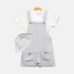 Grey Muslin Romper Set