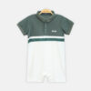 Bottle Green & White Polo Boy Romper