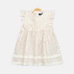 Girls White Rose Print Frock