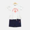 Girl’s White Polo Heritage Ruffle Top & Black Shorts Set