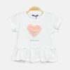 Girls White 3D Floral Heart Top