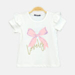 Girls White Bow Tee