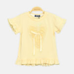 Girls Pale Yellow Heart Lace Tee