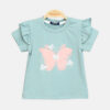 Girls Sage Green Butterfly Flutter-Sleeve Tee