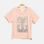 Girls Peach Mimifactory Studded Bow Tee