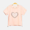Girls Peach Rhinestone Burst Heart Tee