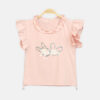 Girls Peach Pearl-Accent Ruffle Tee