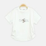 Girls Cream Rhinestone Logo Tee