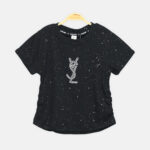 Girls Black Midnight Star Studded Logo Tee