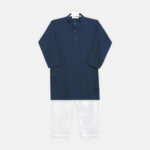 Boys Navy Blue Kurta Pajama
