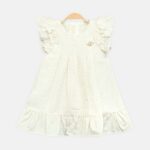 Off-White Floral Appliqué Frock