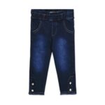 DARK BLUE FLOWER BUTTON JEANS