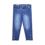 LIGHT BLUE FLOWER BUTTON JEANS
