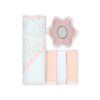 BATH TOWEL & 3 FACE TOWELS WITH SPONGE PETAL PUSH BUNDLE
