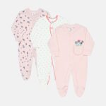 Pink & White Polka Dot Sleepsuits Pk-3
