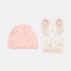 BABY CAP SET DUSTY PINK FLOWER