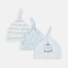 BABY CAPS PK-3 BLUE CUTE BEAR KNOTTED