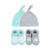 BABY CAPS PK-2 & BOOTIES PK-2 SEA GREEN JUMBO & STARS