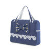 DIAPER BAG DENIM PLUSH FLORAL BEADED
