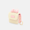 GIRL PURSE / CLUTCH CREAM WOVEN PINK BOW
