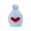 BABY WOOLEN CAP BLUE KNITTED POM POM HEART