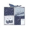 BABY BOY GIFT SET PK-4 NAVY BLUE & SAGE EXPLORE PRINTED