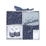 BABY BOY GIFT SET PK-4 NAVY BLUE & SAGE EXPLORE PRINTED