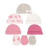 CAPS PK-5 & MITTENS PK-3 PINK FLORAL