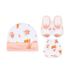 CAP SET PEACH CIRCUS TEDDY