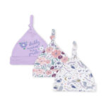 CAPS PK-3 LAVENDER FLORAL & BIRDIE KNOTTED