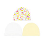 BABY CAPS PK-3 YELLOW FLORAL